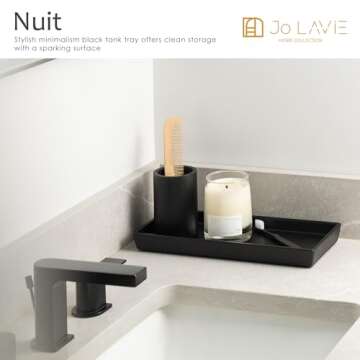 Jo Lavie: Matte Black Bathroom Tray - 12x5'' Resin Tray for Bathroom Countertop, Kitchen Vanity Tray...