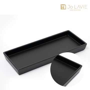 Jo Lavie: Matte Black Bathroom Tray - 12x5'' Resin Tray for Bathroom Countertop, Kitchen Vanity Tray & Dish Soap Tray for Kitchen Counter - Ideal Also as Jewelry, Perfume & Napkin Vanity Trays