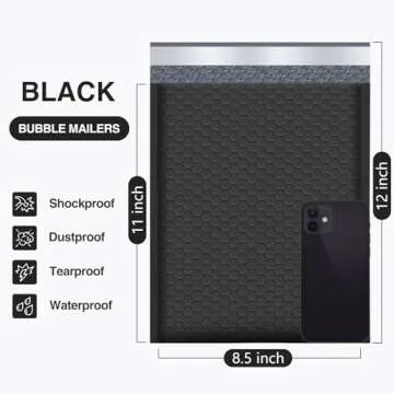 UCGOU Bubble Mailers 8.5x12 Inch Black 25 Pack Usable Size 8.5x11 Poly Padded Envelopes #2 Medium Ma...