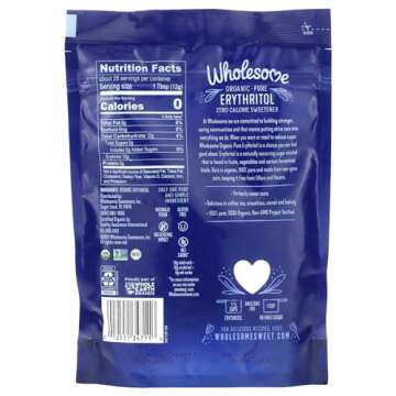 Wholesome Sweeteners 12-Ounce Organic Erythritol Sweetener, Zero Calorie Sweetener, Keto Friendly, N...