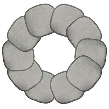 Polyte Premium Hypoallergenic Microfiber Fleece Makeup Remover and Facial Cleansing Cloth, 5 x 5 in, 10 Pack (Gray)