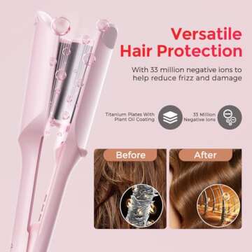 Waver Curling Iron LENA S12 Beach Waver Curling Wand, Hair Tool with 2 Barrels, Anti-Scald Protection, Adjustable Time & Temps, Dual Voltage, Titanium Coating for Effortless, Long-Lasting Waves