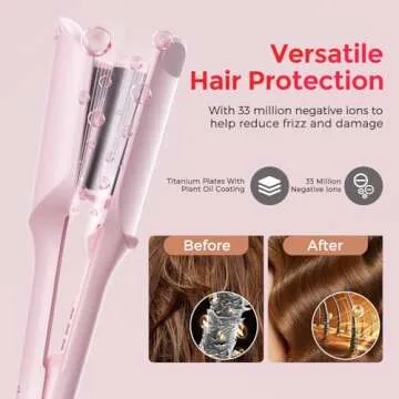 Waver Curling Iron LENA S12 Beach Waver Curling Wand, Hair Tool with 2 Barrels, Anti-Scald Protection, Adjustable Time & Temps, Dual Voltage, Titanium Coating for Effortless, Long-Lasting Waves