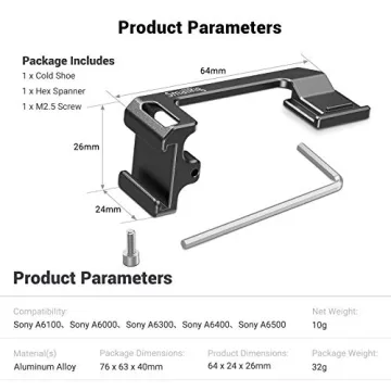 SMALLRIG Cold Shoe Adapter for Sony A6000 Series Cameras