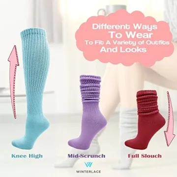 Winterlace Women’s Heavy Extra Long Slouch Socks 6 Pairs
