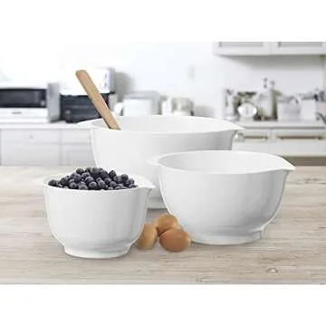 Oggi Melamine Mixing Bowls w/Pour Spout - 3 pc Set, White