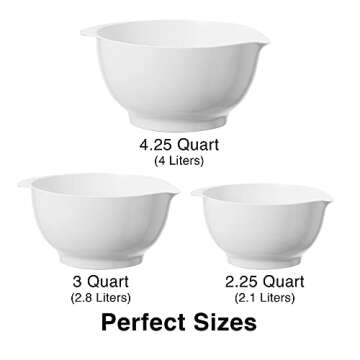 Oggi Melamine Mixing Bowls w/Pour Spout - 3 pc Set, White
