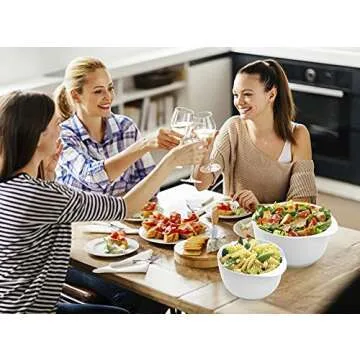 Oggi Melamine Mixing Bowls w/Pour Spout - 3 pc Set, White