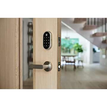 Google Nest x Yale Lock - Tamper-Proof Smart Lock for Keyless Entry - Keypad Deadbolt Lock for Front Door - Works with Nest Secure Alarm System - Satin Nickel (Renewed)