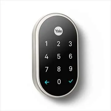 Google Nest x Yale Lock - Tamper-Proof Smart Lock for Keyless Entry - Keypad Deadbolt Lock for Front Door - Works with Nest Secure Alarm System - Satin Nickel (Renewed)