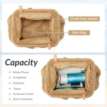 Freie Liebe Straw Clutch Purses for Women Small Woven Dumpling Bag Summer Beach Clutch Wicker Crossbody Purses