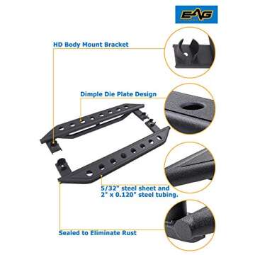 EAG Tube Rock Sliders for 18-22 Wrangler JL 2 Door