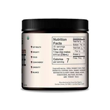 La Republica Instant Mushroom Coffee Organic (35 Servings), 100% Arabica Coffee with Full-Fruiting Lion's Mane, Reishi, Chaga, Cordyceps, Shiitake, Maitake, Turkey Tail