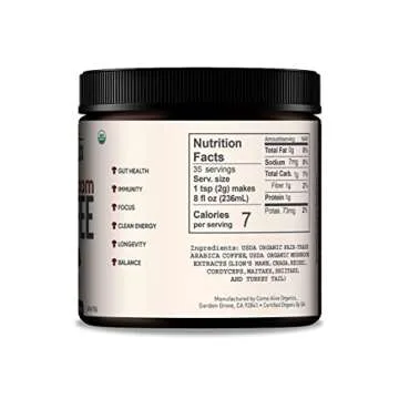 La Republica Instant Mushroom Coffee Organic (35 Servings), 100% Arabica Coffee with Full-Fruiting Lion's Mane, Reishi, Chaga, Cordyceps, Shiitake, Maitake, Turkey Tail