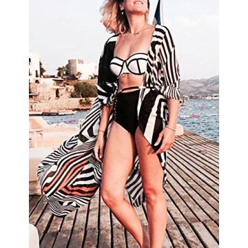 AILUNSNIKA Zebra Stripe Kimono Cover Up for Summer Fun