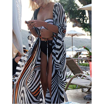 AILUNSNIKA Zebra Stripe Kimono Cover Up for Summer Fun