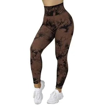 OMKAGI Women Scrunch Butt Lifting Leggings Seamless High Waisted Workout Yoga Pants(M,88-Coffee Tie Dye)