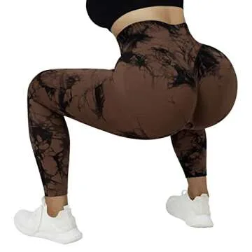 OMKAGI Women Scrunch Butt Lifting Leggings Seamless High Waisted Workout Yoga Pants(M,88-Coffee Tie Dye)