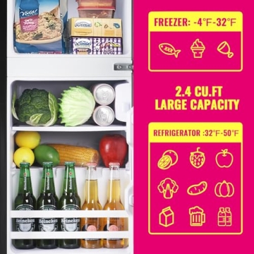 Mini Fridge with Top Freezer - 2.4 Cu.ft, Black