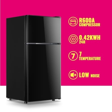 Mini Fridge with Top Freezer - 2.4 Cu.ft, Black