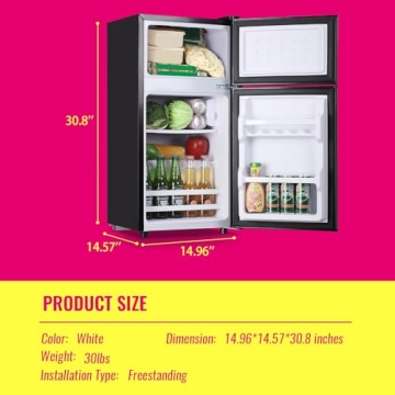 Mini Fridge with Top Freezer - 2.4 Cu.ft, Black
