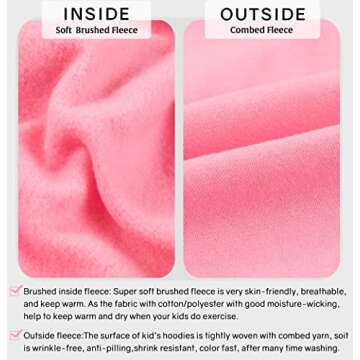 ALAVIKING Kids Soft Brushed Fleece Zip Up Hoodie Casual Athletic Hooded Sweatshirts for Boys and Girls 3-12 Years(Pink-m)