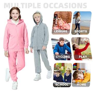 ALAVIKING Kids Soft Brushed Fleece Zip Up Hoodie Casual Athletic Hooded Sweatshirts for Boys and Girls 3-12 Years(Pink-m)