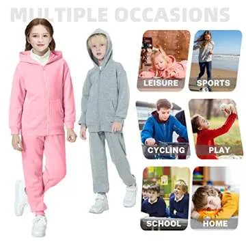 ALAVIKING Kids Soft Brushed Fleece Zip Up Hoodie Casual Athletic Hooded Sweatshirts for Boys and Girls 3-12 Years(Pink-m)