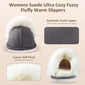 ZriEy Comfy Suede Women's Slippers with Memory Foam
