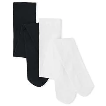 The Children's Place Girls 2-Pack Tights in Black & White - Size 4-5 US