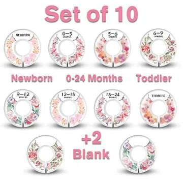 Baby Closet Size Dividers for Clothes - Set of 10 from Newborn to Toddler and 2 Blanks with Colored ...