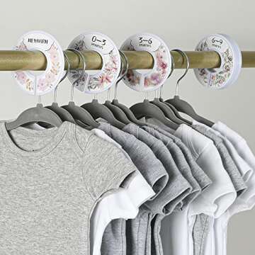 Baby Closet Size Dividers for Clothes - Set of 10 from Newborn to Toddler and 2 Blanks with Colored Box- Flower Designs Baby Closet Organizer for Nursery - Baby Clothes Organizer for Girl - [Floral]