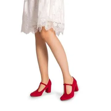 DREAM PAIRS Low Chunky Heels: Stylish T-Strap Pumps
