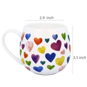 Glen Mila 11oz Cute Coffee Mugs for Women Bone China Coffee Mug Cute Mugs Christmas Mugs birthday Gi...