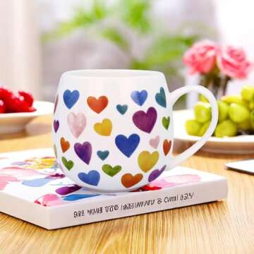 Glen Mila 11oz Cute Coffee Mugs for Women Bone China Coffee Mug Cute Mugs Christmas Mugs birthday Gifts for Mom Friends