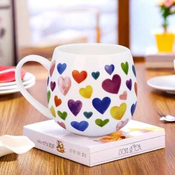 Glen Mila 11oz Cute Coffee Mugs for Women Bone China Coffee Mug Cute Mugs Christmas Mugs birthday Gifts for Mom Friends