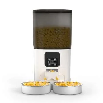 PapiFeed 7L Automatic Cat Feeder for 2 Cats, 2-Way Splitter Timed Cat Dry Food Dispenser with 2 Bowl...