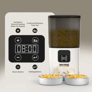 PapiFeed 7L Automatic Cat Feeder for 2 Cats, 2-Way Splitter Timed Cat Dry Food Dispenser with 2 Bowls, Programmable Control 1-12 Meals, Dual Power Supply, Auto Pet Feeder for Multi-Pet