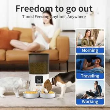 PapiFeed 7L Automatic Cat Feeder for 2 Cats, 2-Way Splitter Timed Cat Dry Food Dispenser with 2 Bowls, Programmable Control 1-12 Meals, Dual Power Supply, Auto Pet Feeder for Multi-Pet