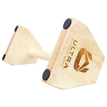 Ultra Fitness Wood Parallettes Set - 17 Inch Wooden Push Up Bar for L Sits, Jump Throughs, Handstand Pushups and Calisthenics