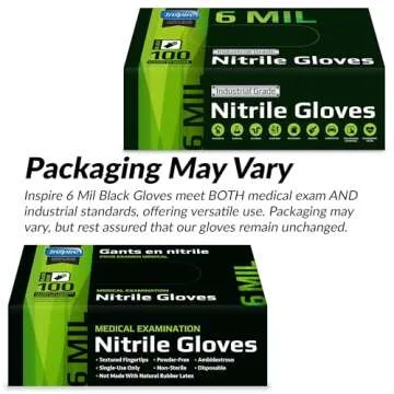 Inspire Black Nitrile Gloves | Heavy Duty 6 Mil Disposable