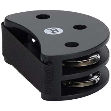 Meinl Percussion Foot Tambourine with Stainless Steel Jingles-NOT Made in China-Accompaniment for Cajon Gigs, 2-Year Warranty, Black (FJS2S-BK)