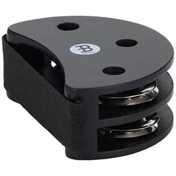 Meinl Percussion Foot Tambourine with Stainless Steel Jingles-NOT Made in China-Accompaniment for Cajon Gigs, 2-Year Warranty, Black (FJS2S-BK)