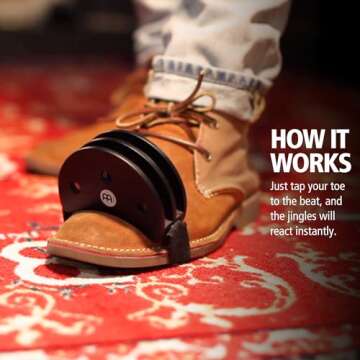 Meinl Percussion Foot Tambourine with Stainless Steel Jingles-NOT Made in China-Accompaniment for Cajon Gigs, 2-Year Warranty, Black (FJS2S-BK)