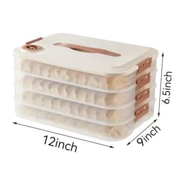 MANHONGYU 4-layer Food Storage Containers,Plastic Cookie Containers,Stackable Cookie Carrier, Dumpling Storage Box,Food Containers with Lids Airtight