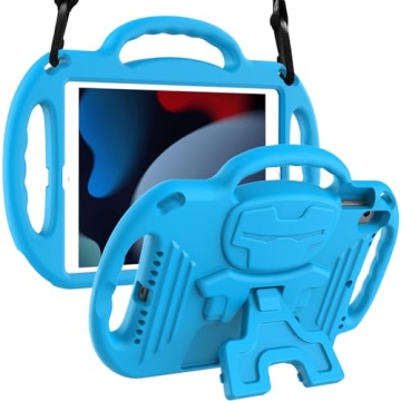 Durable Kids iPad 10.2 Case with Strap & Stand - Blue