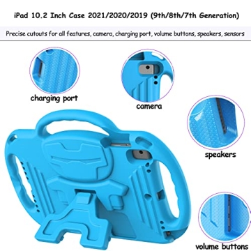 Durable Kids iPad 10.2 Case with Strap & Stand - Blue
