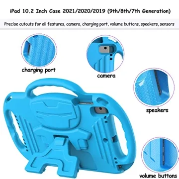 Durable Kids iPad 10.2 Case with Strap & Stand - Blue