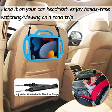 Durable Kids iPad 10.2 Case with Strap & Stand - Blue