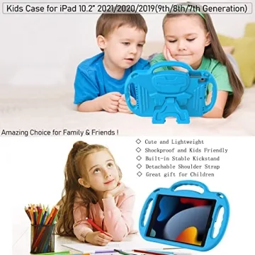 Durable Kids iPad 10.2 Case with Strap & Stand - Blue